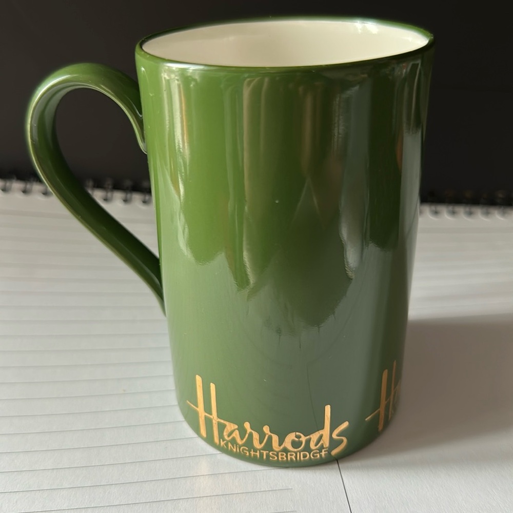 Harrods Green and Gold Mug - Rare Limited Edition- Made in Scotland